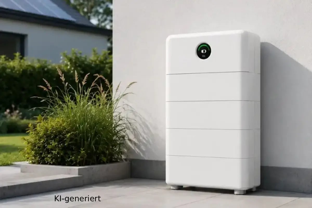 Batteriespeicher vor Hauswand